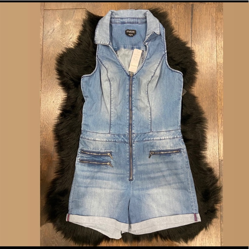 Bebe y2k club denim romper!